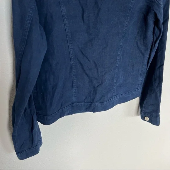 L’AGENCE Celine Slim Femme Jacket Marine Navy Blue Linen Casual Women’s Small - Picture 12 of 12